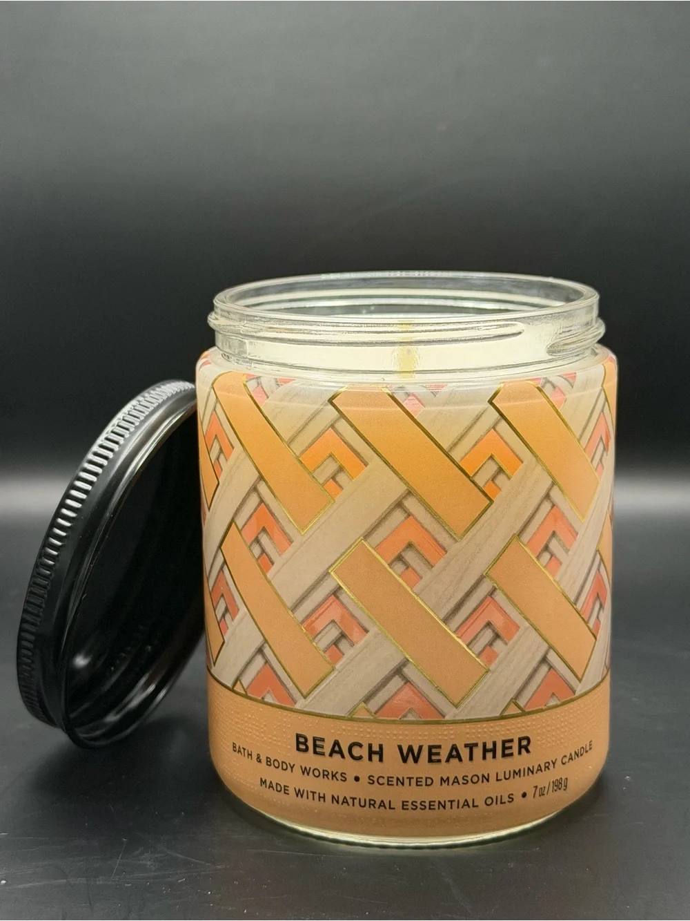 Bath & Body Works Beach Weather 8OZ Patterned Scented Mason Jar Candle